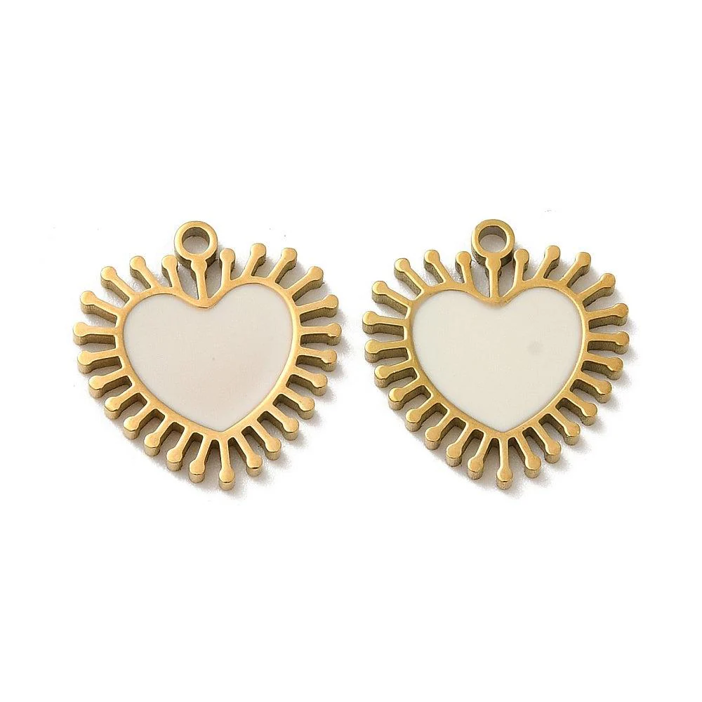 Bedel hart wit Stainless steel 18k Goud 15mm