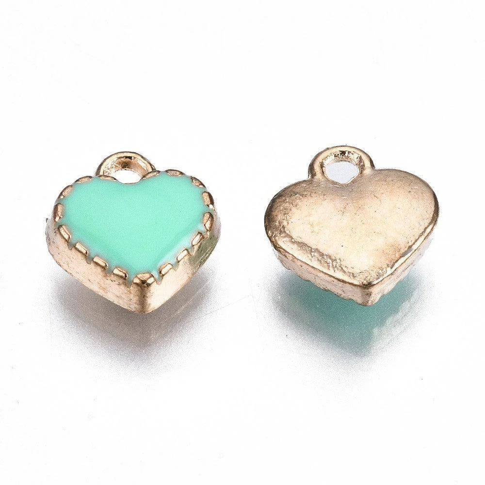 Bedel Hartje Emaille Turquoise / Goud 21mm - per stuk - Image 2