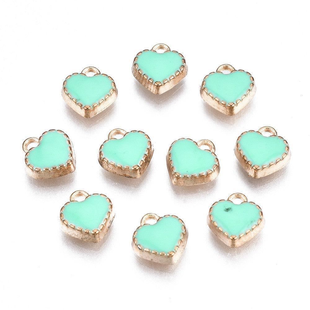 Bedel Hartje Emaille Turquoise / Goud 21mm - per stuk - Image 3