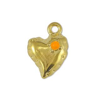 Bedel hartje Orange-Goud DQ 10x14mm