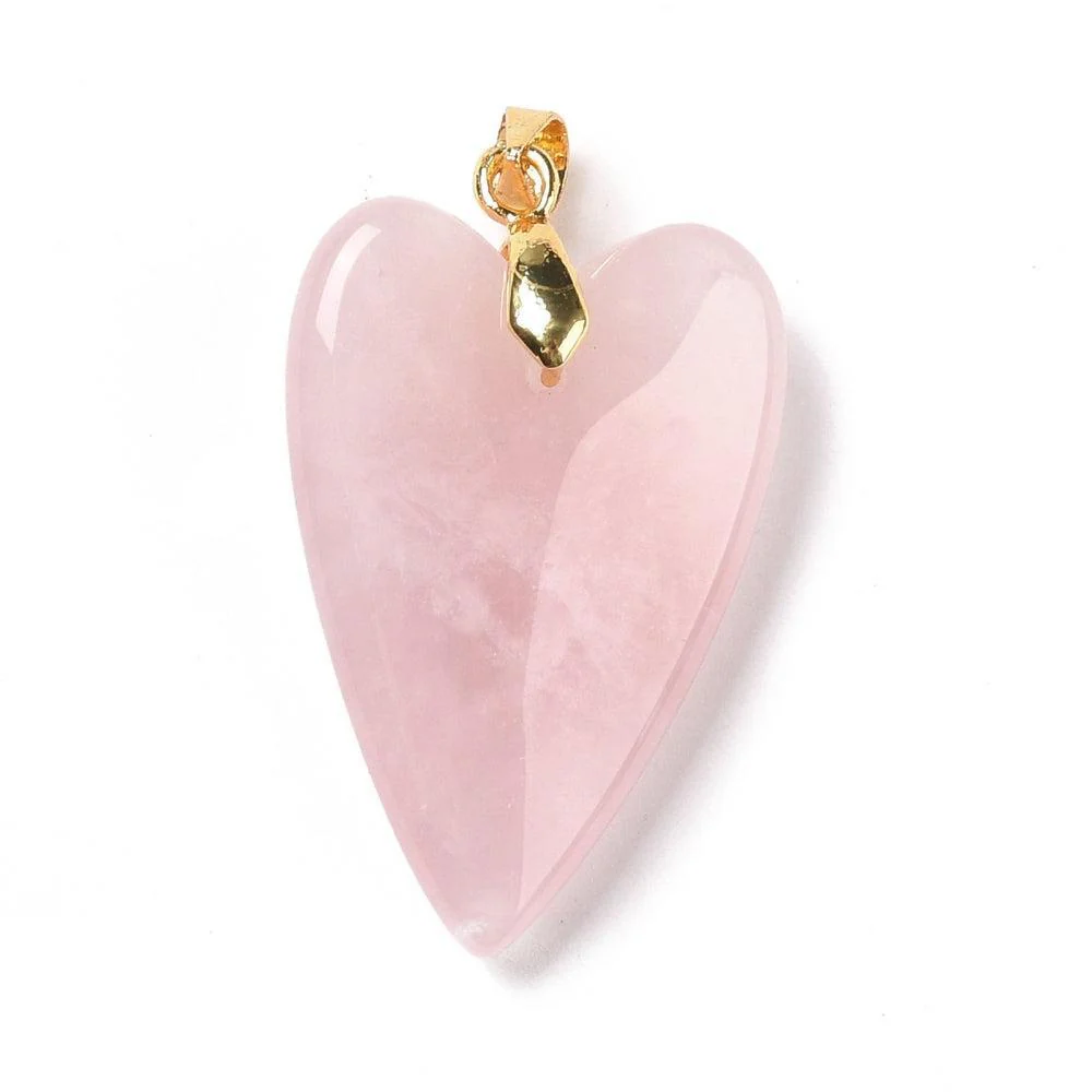 Edelsteen Rozenkwarts hanger hart 33mm - per stuk