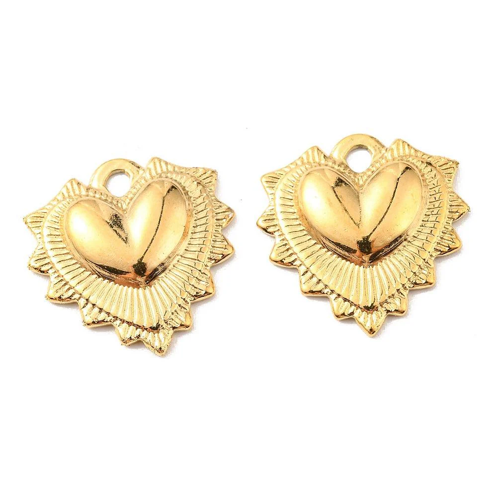 Bedel hartje RVS goud 18x17x4mm