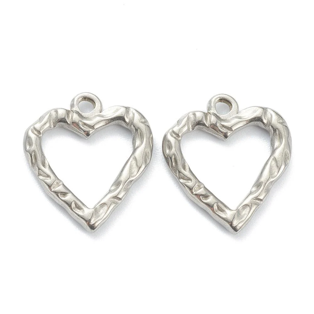Bedel hartje RVS zilver 18x16mm