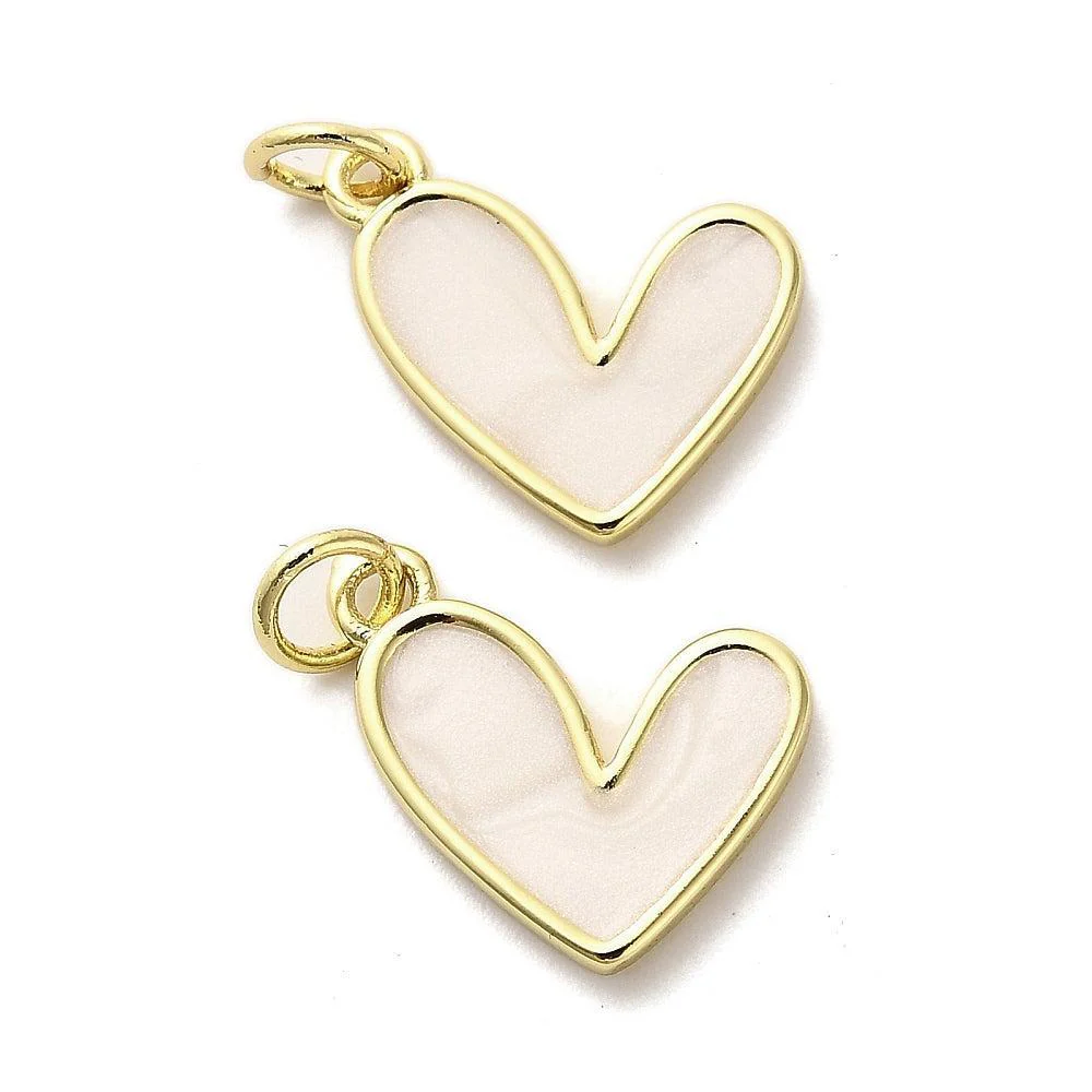 Bedel hartje wit brass 18K goud 12,5mm - per stuk