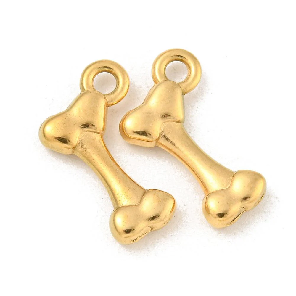 Bedel hondenbot goud RVS 18K 15x9mm