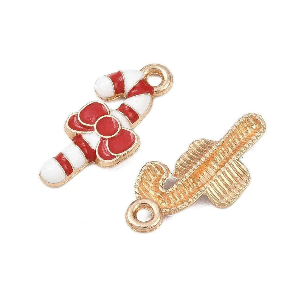 Bedel Candy Cane Emaille / Goud 21mm - per stuk - Image 2