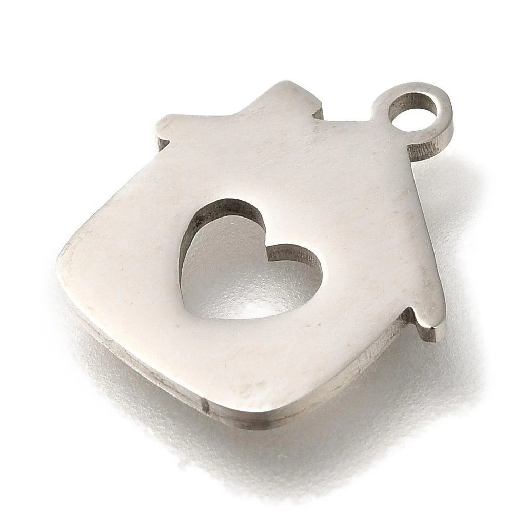 Bedel Huisje met hart RVS Zilver 12mm - per stuk - Image 2