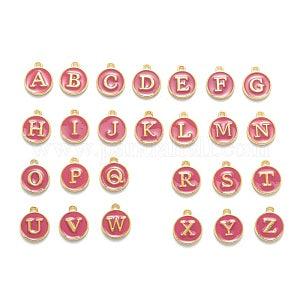 Bedel Initial letter alfabet 14mm goud/oudroze- per stuk