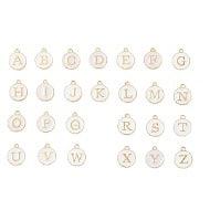 Bedel Initial letter alfabet 14mm goud/wit- per stuk