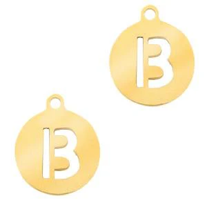 Bedel Initial letter B Stainless steel Goud (rvs) 10mm