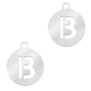 Bedel Initial letter B Stainless steel Zilver (rvs) 10mm