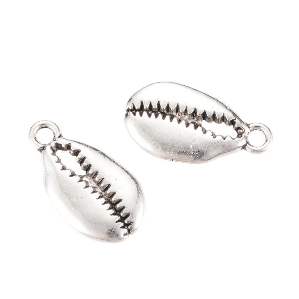 Bedel kauri schelp alloy zilver 20mm- per 7 stuks