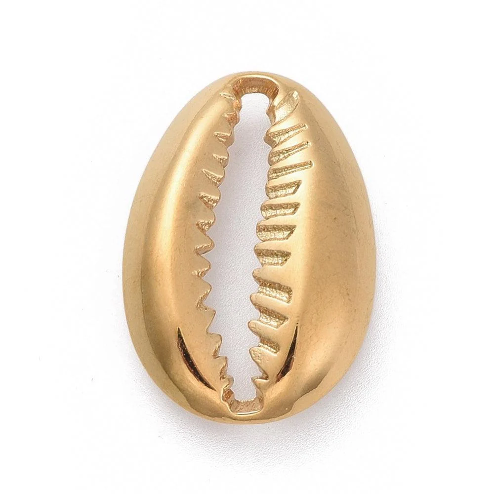 Bedel kauri schelp goud RVS 19x13mm