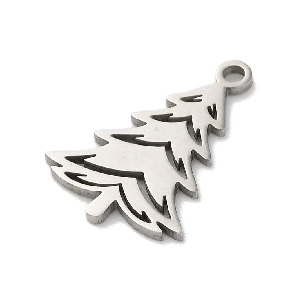 Bedel Kerstboom RVS zilver 17x12mm - per stuk - Image 2