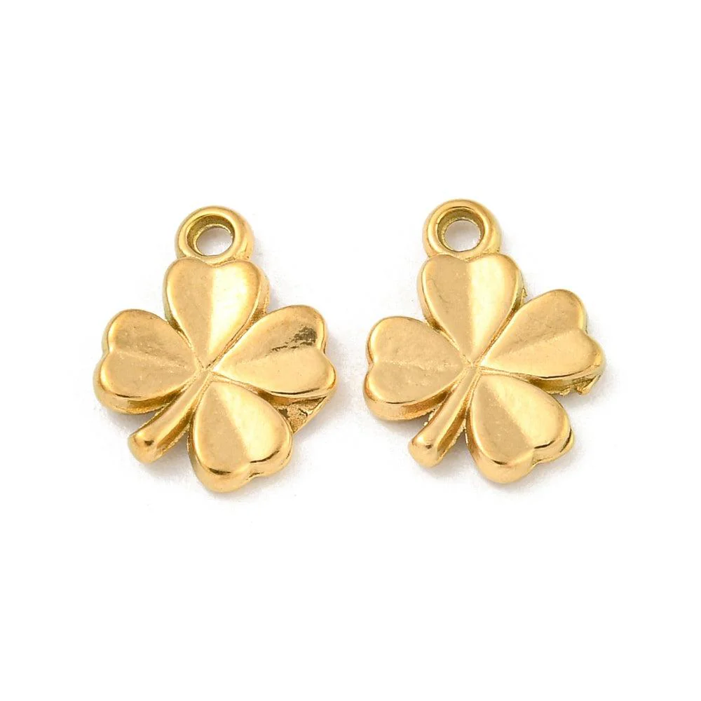 Bedel klaver goud 18K RVS 9x10mm