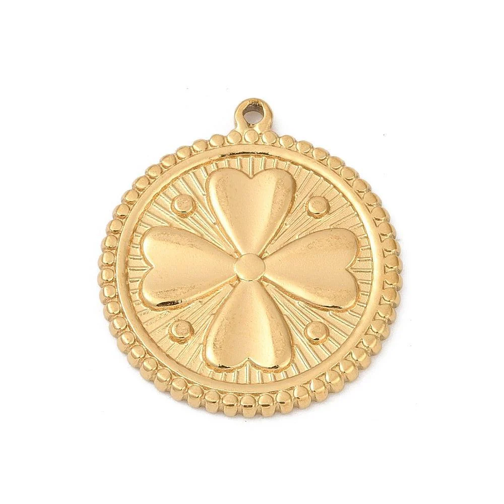 Bedel klaver RVS 18K Goud 25,5mm - per stuk