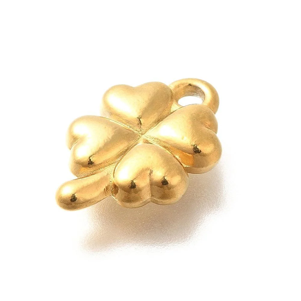 Bedel Klavertje vier RVS 18K Gold Plated 17x11mm - per stuk - Image 2