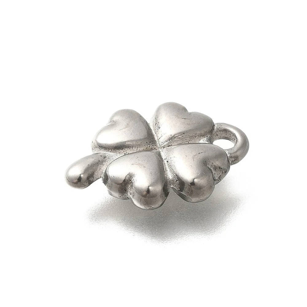 Bedel Klavertje vier RVS zilver 17x11mm - per stuk - Image 2
