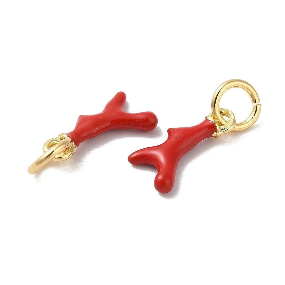 Bedel Koraaltak goud / rood 11x6mm - per stuk - Image 2