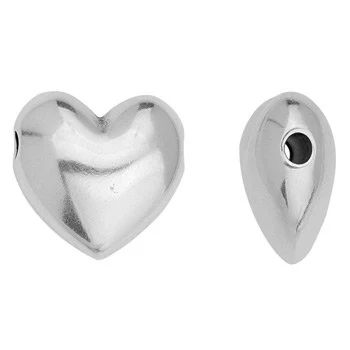 Bedel kraal hart RVS zilver 17mm- per stuk