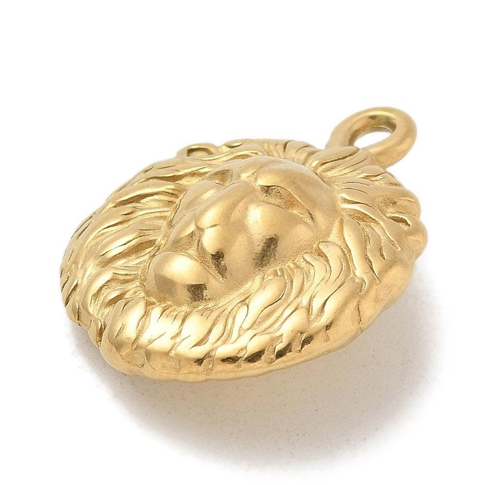 Bedel Leeuw RVS 18K Gold Plated 24x19mm - per stuk - Image 2