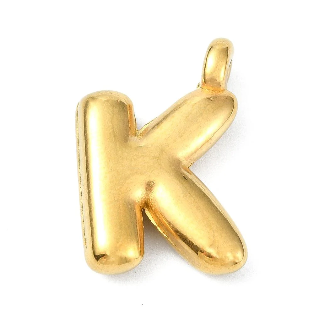 Bedel letter Bubble alfabet A-Z RVS 18K goud 19x13mm - Image 12