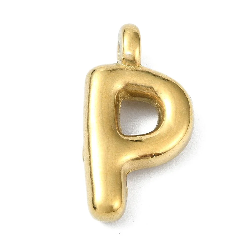 Bedel letter Bubble alfabet A-Z RVS 18K goud 19x13mm - Image 16