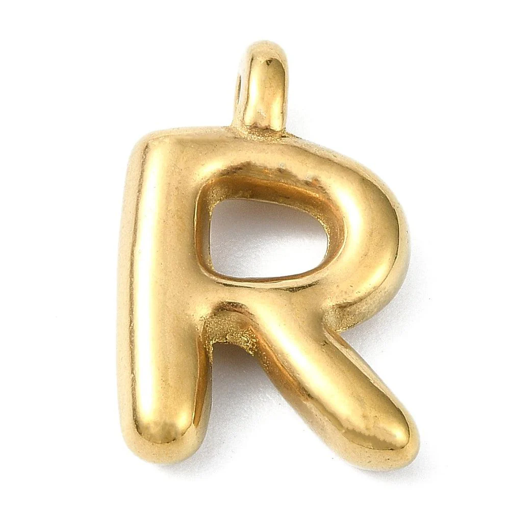 Bedel letter Bubble alfabet A-Z RVS 18K goud 19x13mm - Image 18