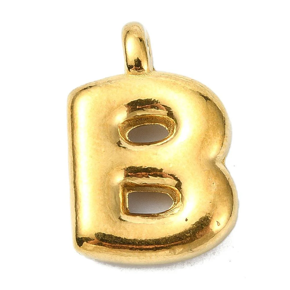 Bedel letter Bubble alfabet A-Z RVS 18K goud 19x13mm - Image 2