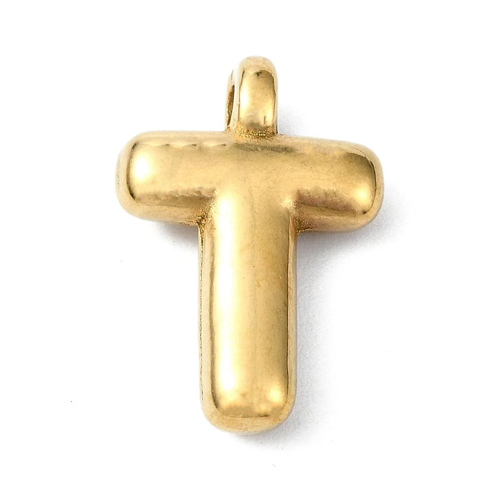 Bedel letter Bubble alfabet A-Z RVS 18K goud 19x13mm - Image 20