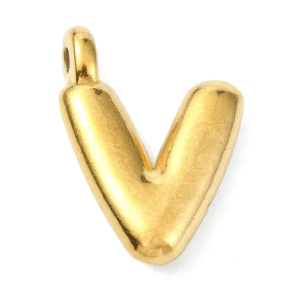 Bedel letter Bubble alfabet A-Z RVS 18K goud 19x13mm - Image 22