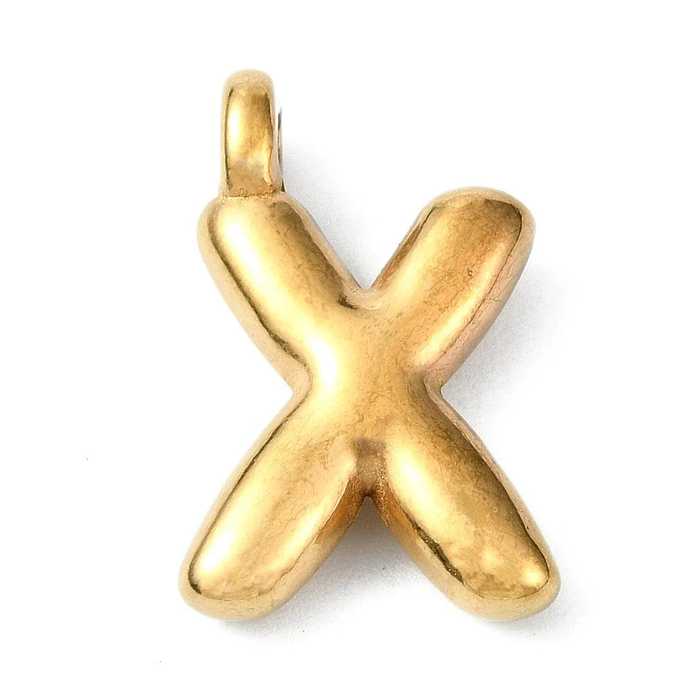 Bedel letter Bubble alfabet A-Z RVS 18K goud 19x13mm - Image 24