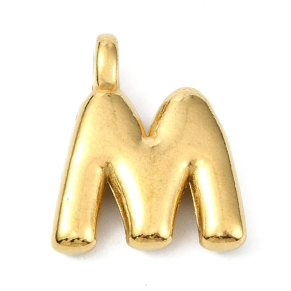 Bedel letter Bubble alfabet A-Z RVS 18K goud 19x13mm - Image 27