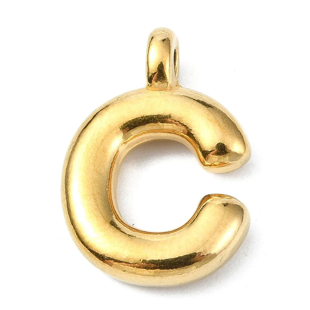 Bedel letter Bubble alfabet A-Z RVS 18K goud 19x13mm - Image 3