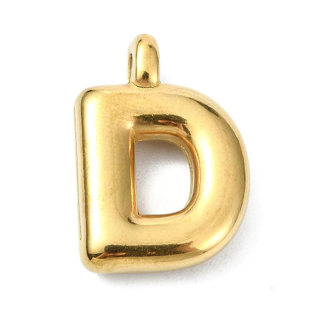 Bedel letter Bubble alfabet A-Z RVS 18K goud 19x13mm - Image 4
