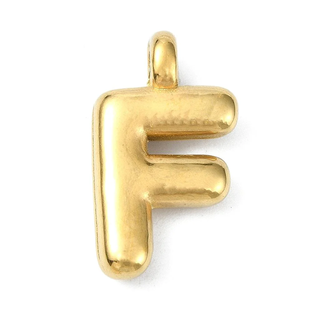 Bedel letter Bubble alfabet A-Z RVS 18K goud 19x13mm - Image 6