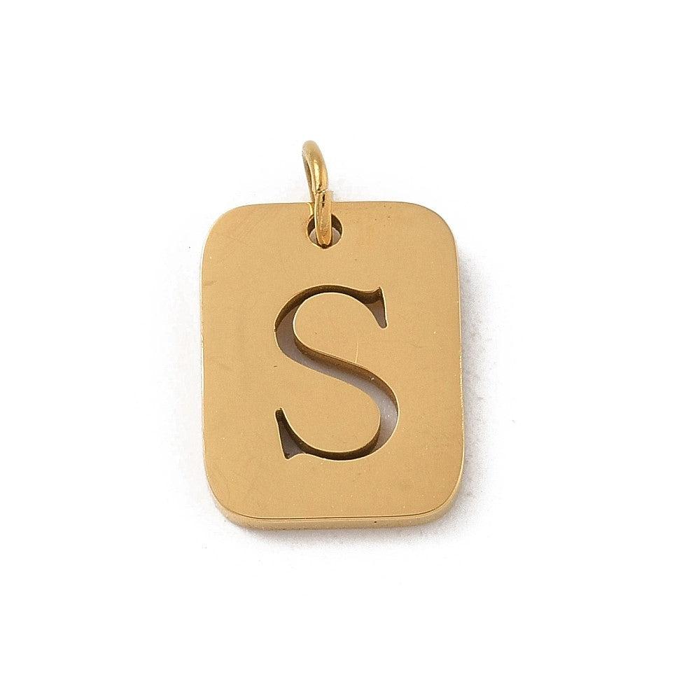 Bedel letter alfabet A-Z RVS goud 12x9mm - per stuk - Image 10