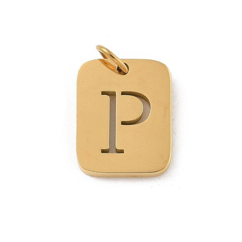 Bedel letter alfabet A-Z RVS goud 12x9mm - per stuk - Image 13