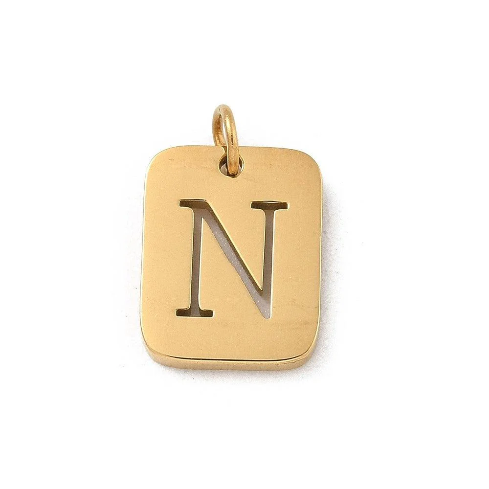 Bedel letter alfabet A-Z RVS goud 12x9mm - per stuk - Image 15