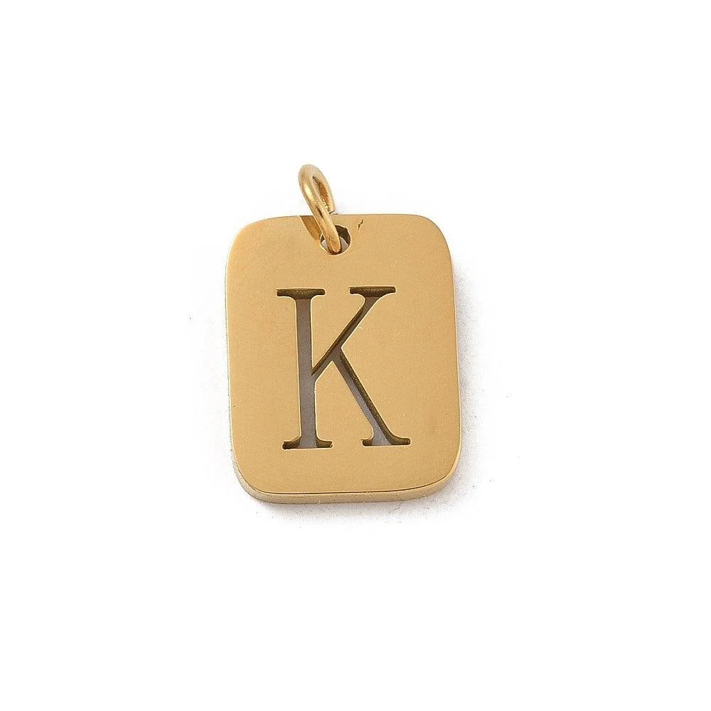 Bedel letter alfabet A-Z RVS goud 12x9mm - per stuk - Image 18