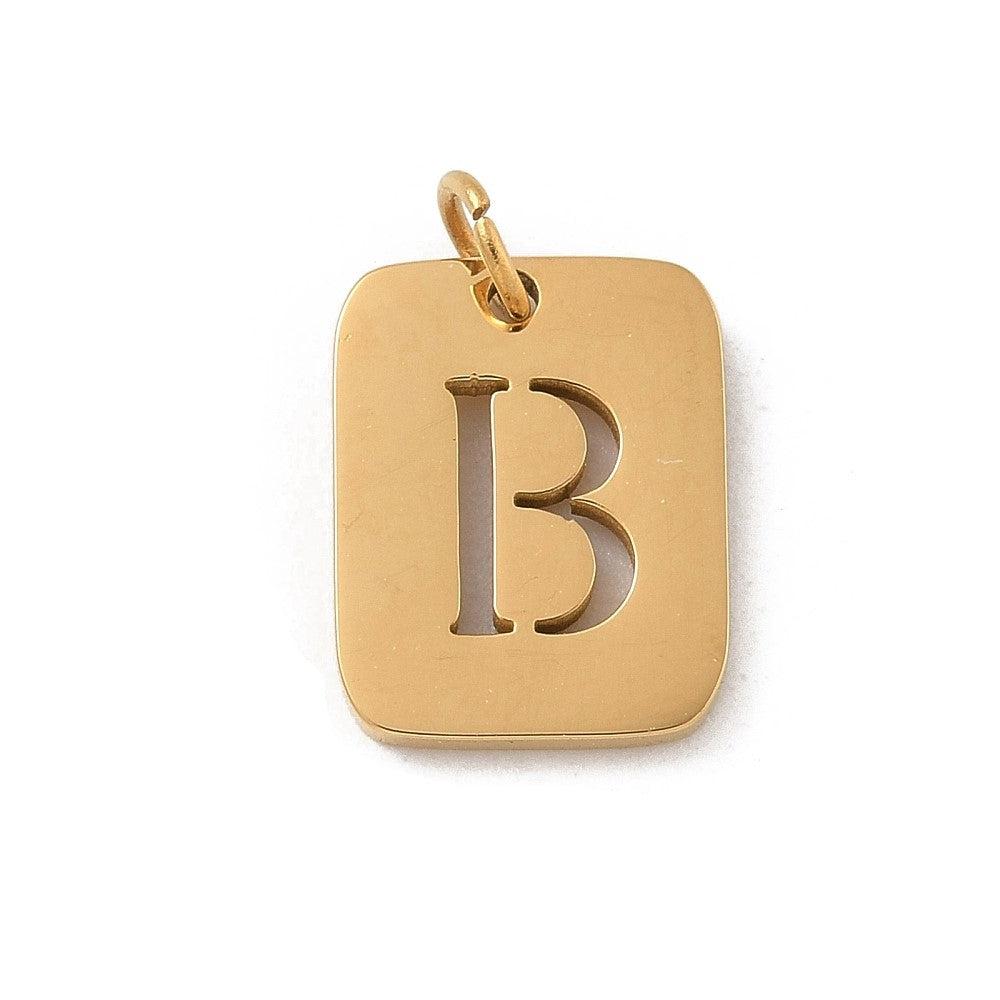 Bedel letter alfabet A-Z RVS goud 12x9mm - per stuk - Image 2