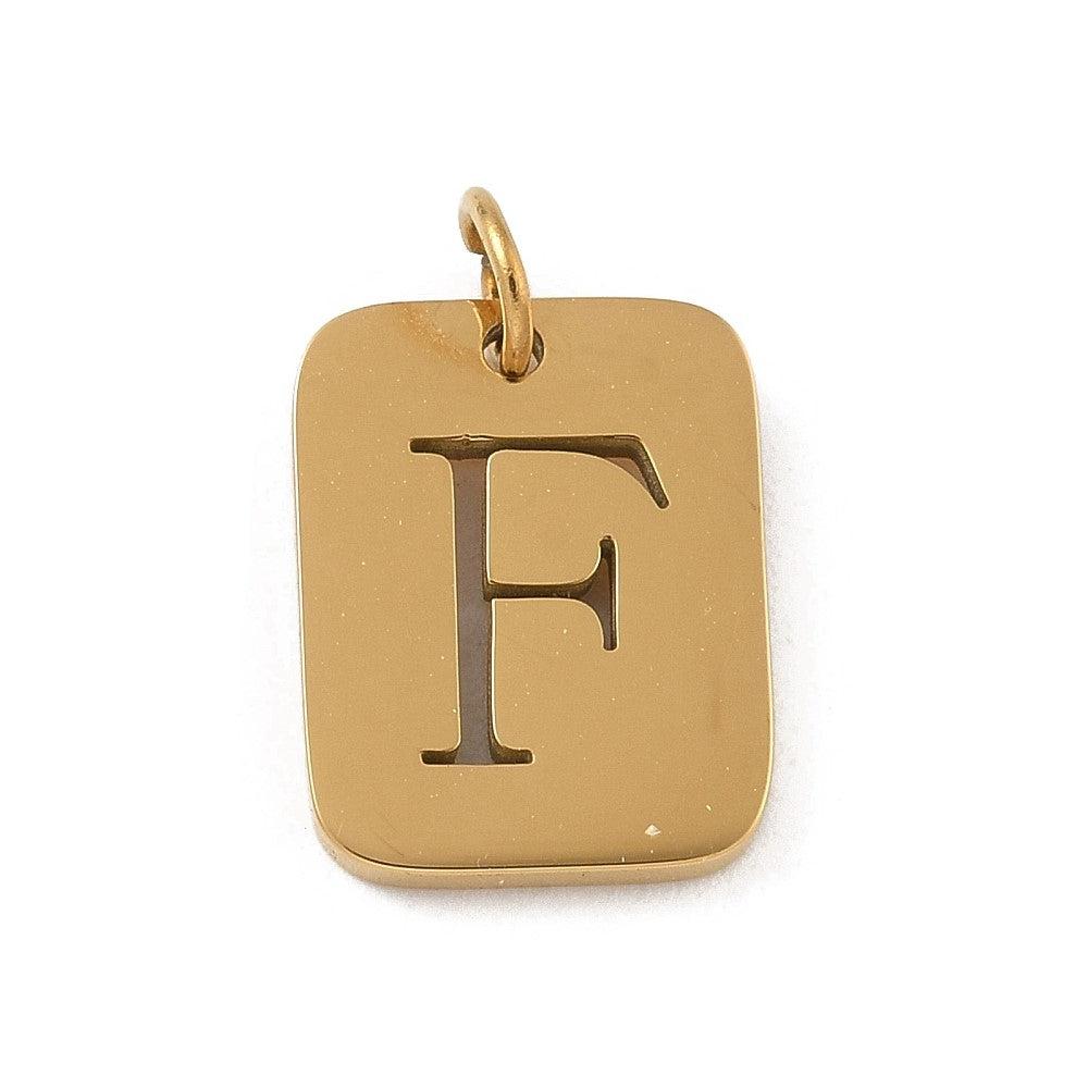 Bedel letter alfabet A-Z RVS goud 12x9mm - per stuk - Image 23