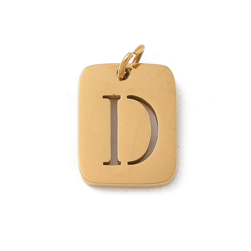 Bedel letter alfabet A-Z RVS goud 12x9mm - per stuk - Image 25