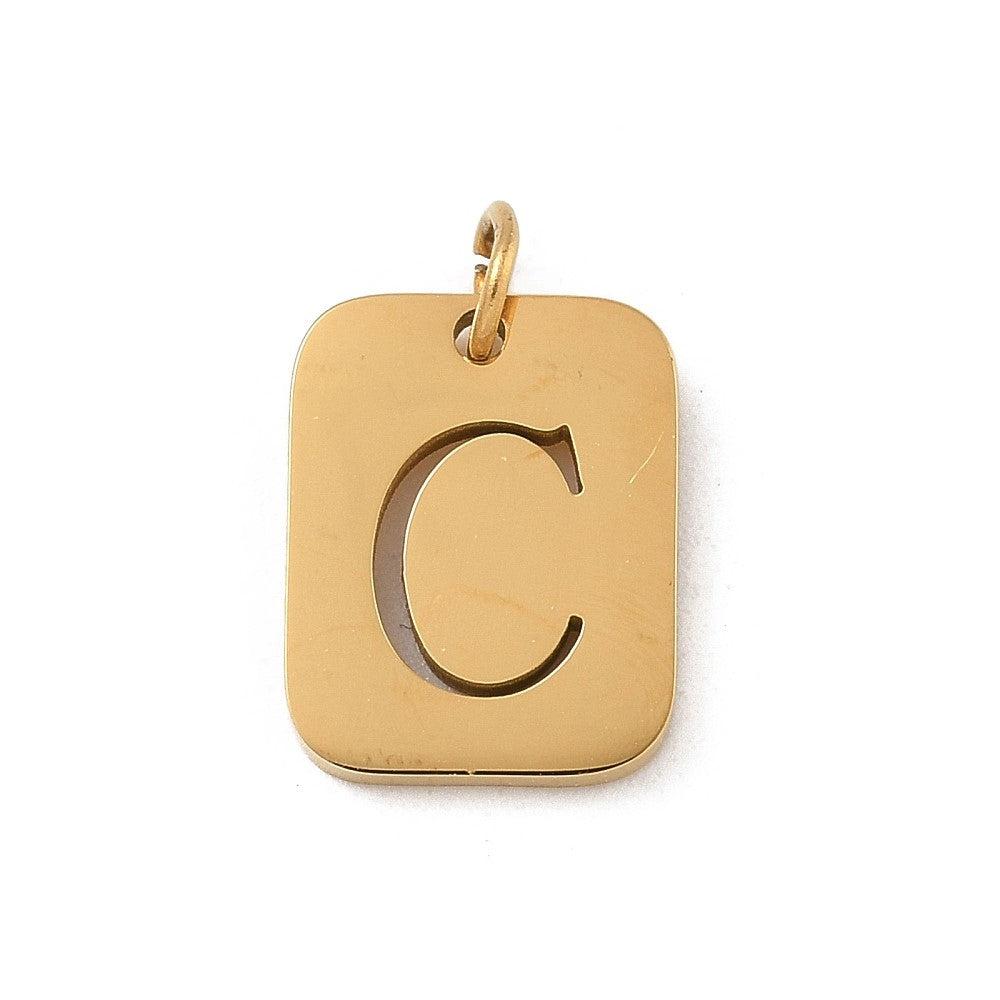 Bedel letter alfabet A-Z RVS goud 12x9mm - per stuk - Image 26