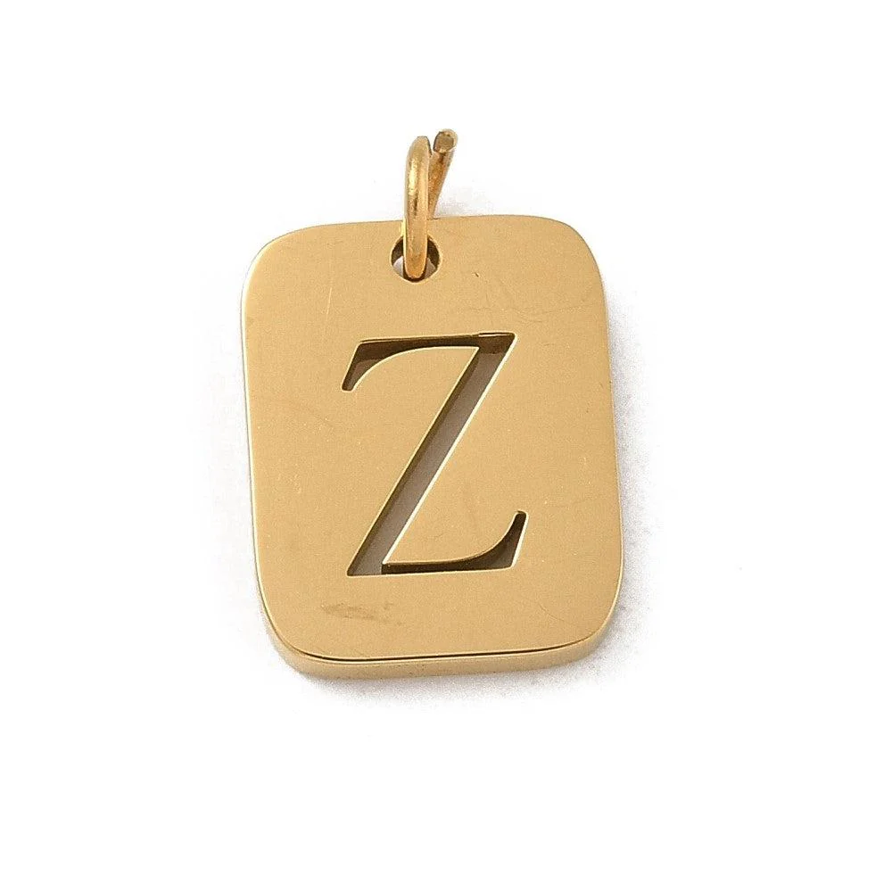 Bedel letter alfabet A-Z RVS goud 12x9mm - per stuk - Image 3