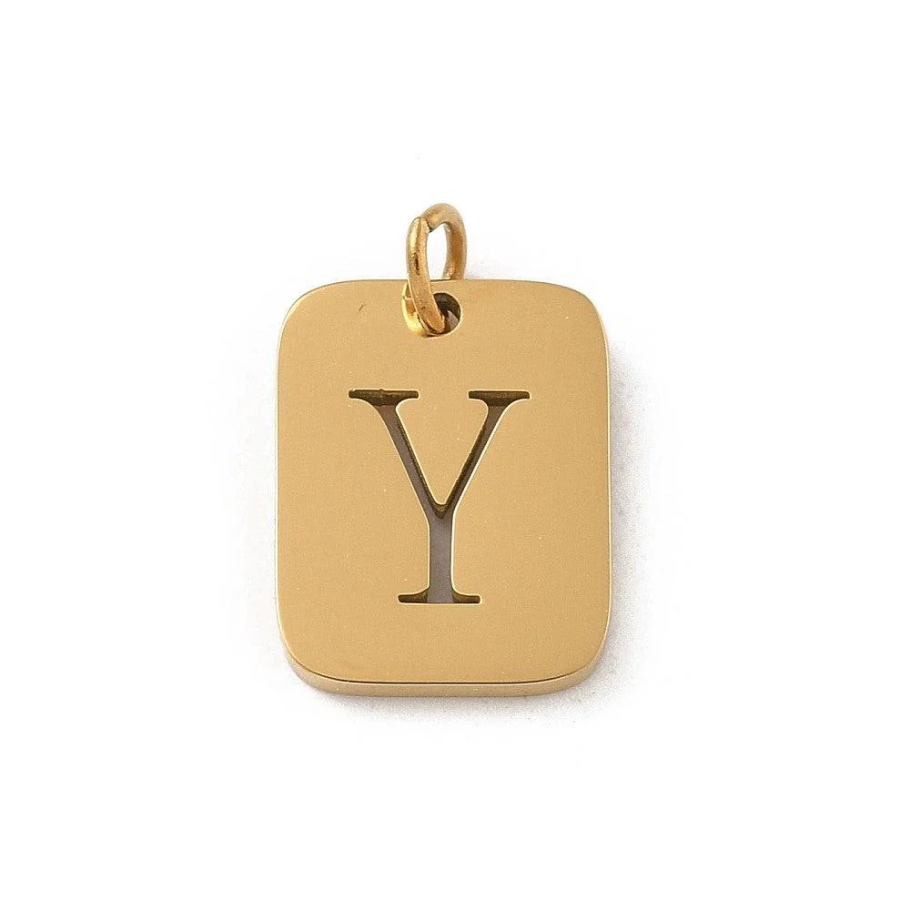 Bedel letter alfabet A-Z RVS goud 12x9mm - per stuk - Image 4