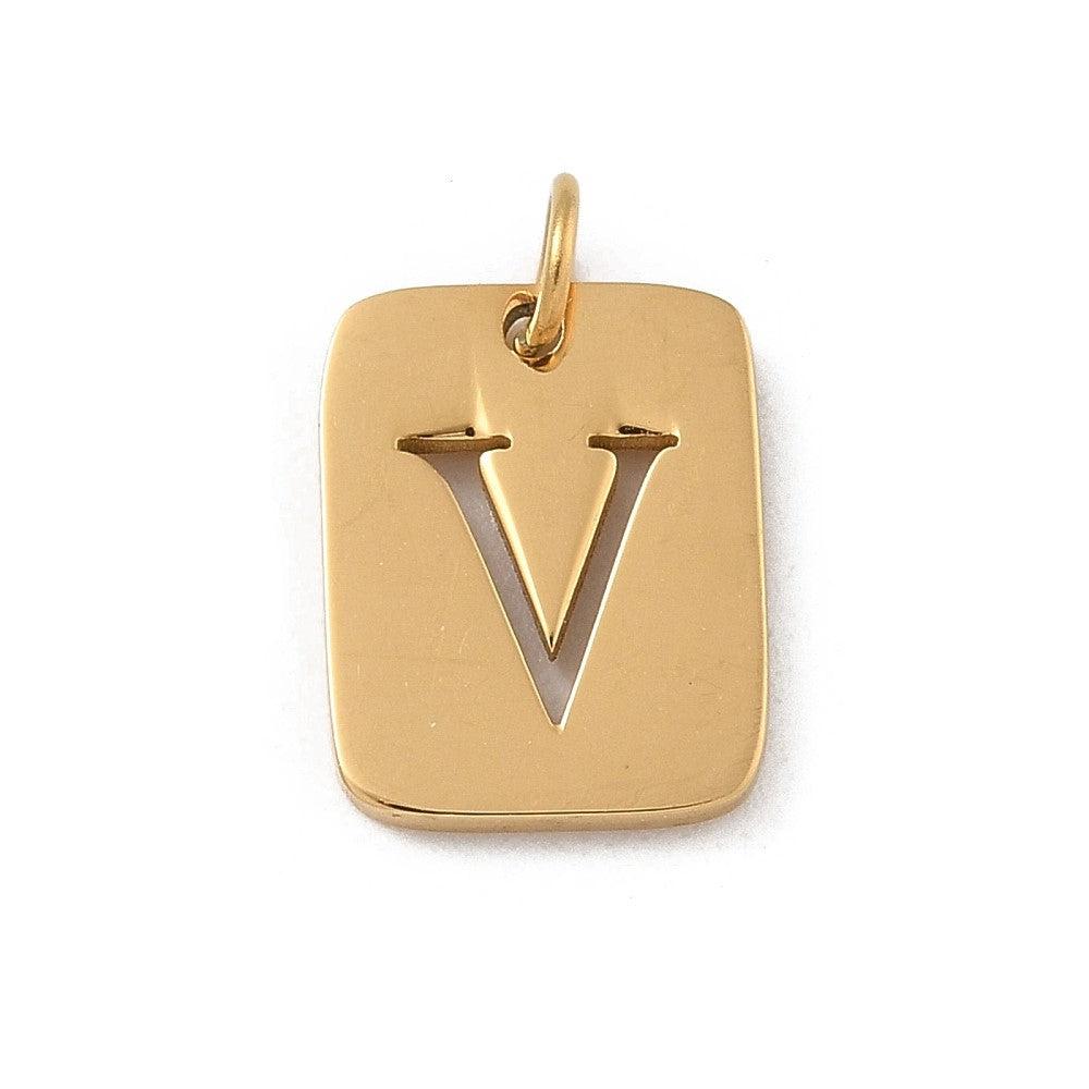 Bedel letter alfabet A-Z RVS goud 12x9mm - per stuk - Image 7