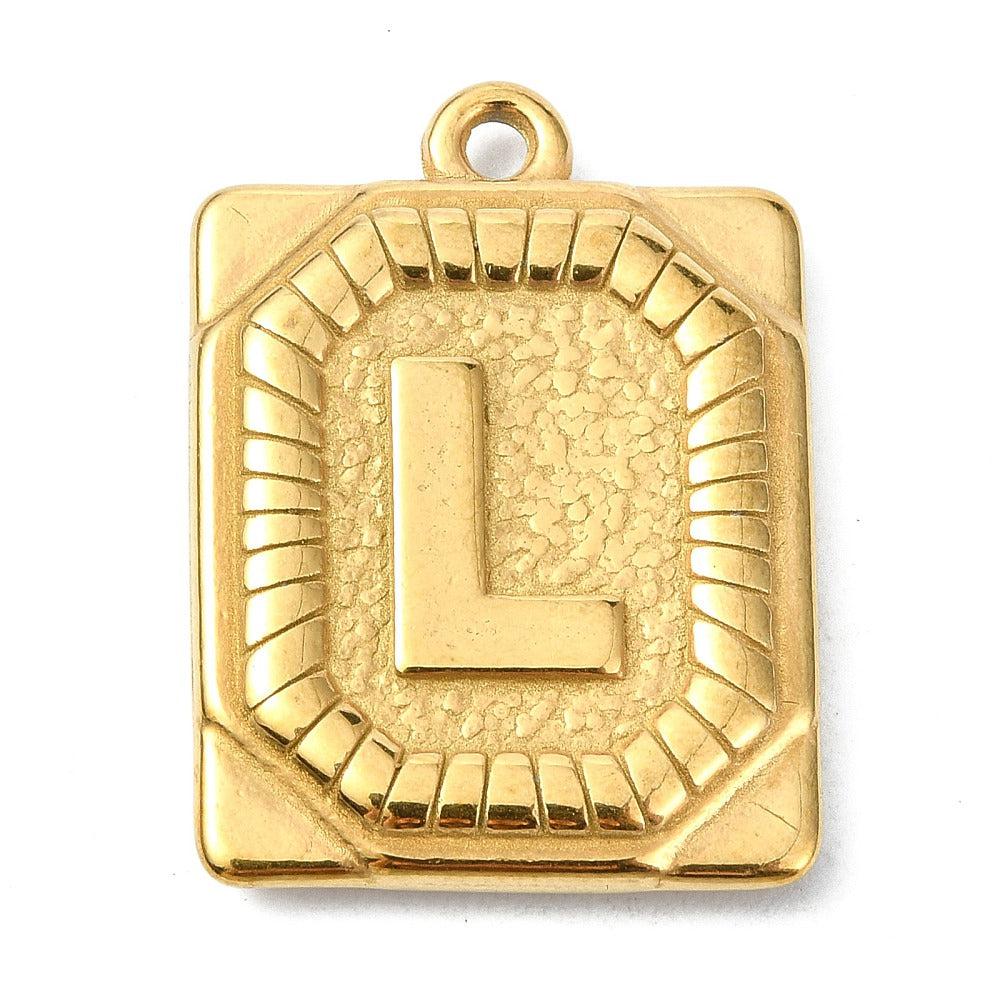 Bedel letter rechthoek alfabet A-Z RVS 18K goud 25x18mm - Image 11