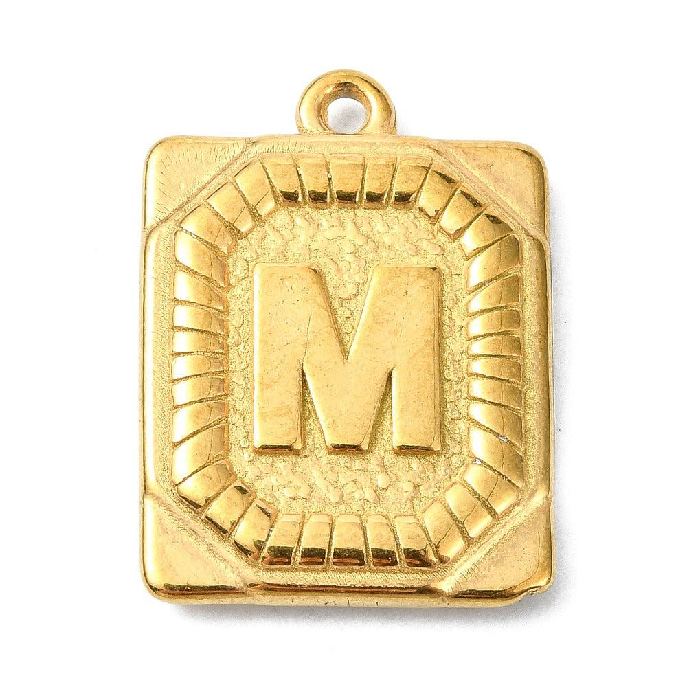 Bedel letter rechthoek alfabet A-Z RVS 18K goud 25x18mm - Image 12