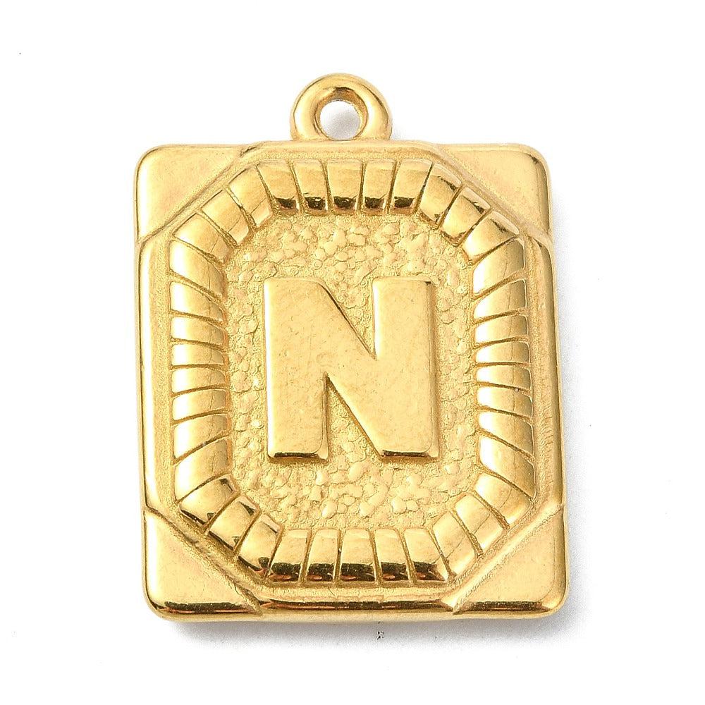 Bedel letter rechthoek alfabet A-Z RVS 18K goud 25x18mm - Image 13